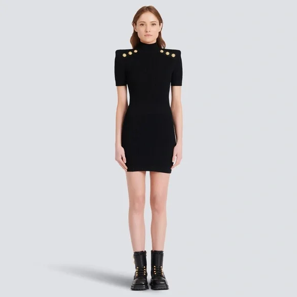 Balmain short black dress - Picture 3 of 4